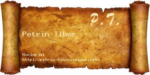Petrin Tibor névjegykártya